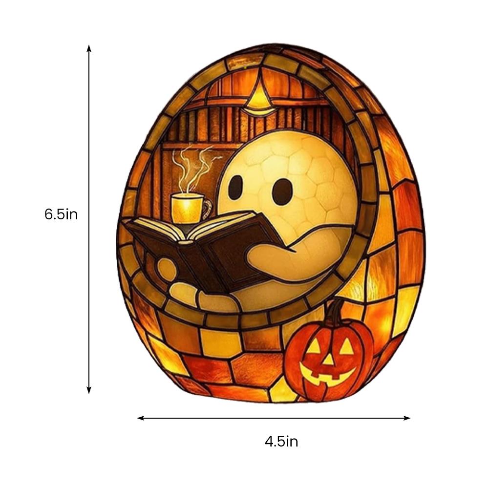 Cute Ghost Reading Book Lamp Halloween Ghost Night Light Ghost Reading Night Light Halloween Decor for Bedroom Study Room Reader