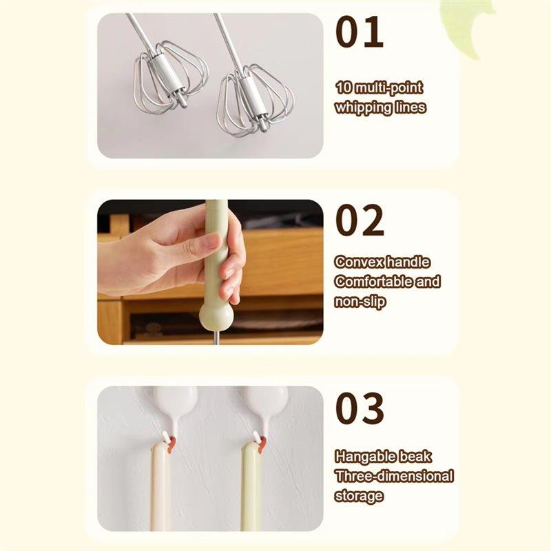 Egg Mixer For Baking Cooking Cake Food Kitchen Beater Blending Stainless Steel Whisker Cream Stirrer Semi Automatic