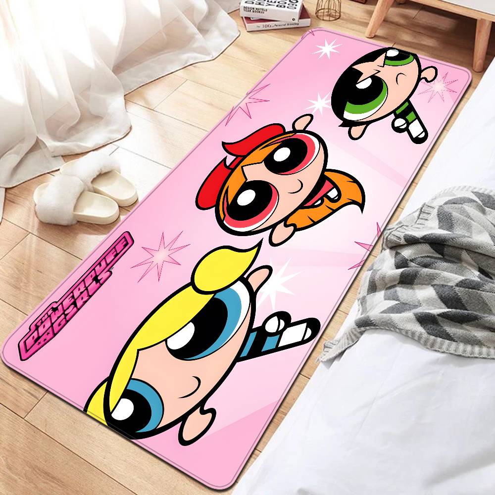 Cartoon P-Powerpuff G-Girl Niedliche Fußmatte INS Stil Weicher Schlafzimmerboden Haus Waschküchenmatte Rutschfeste Haushalts Teppiche