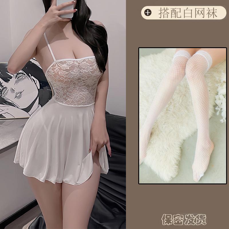 Sex underwear pure lust transparent suspender large size sexy suit lace nightdress splicing nightdress home girl