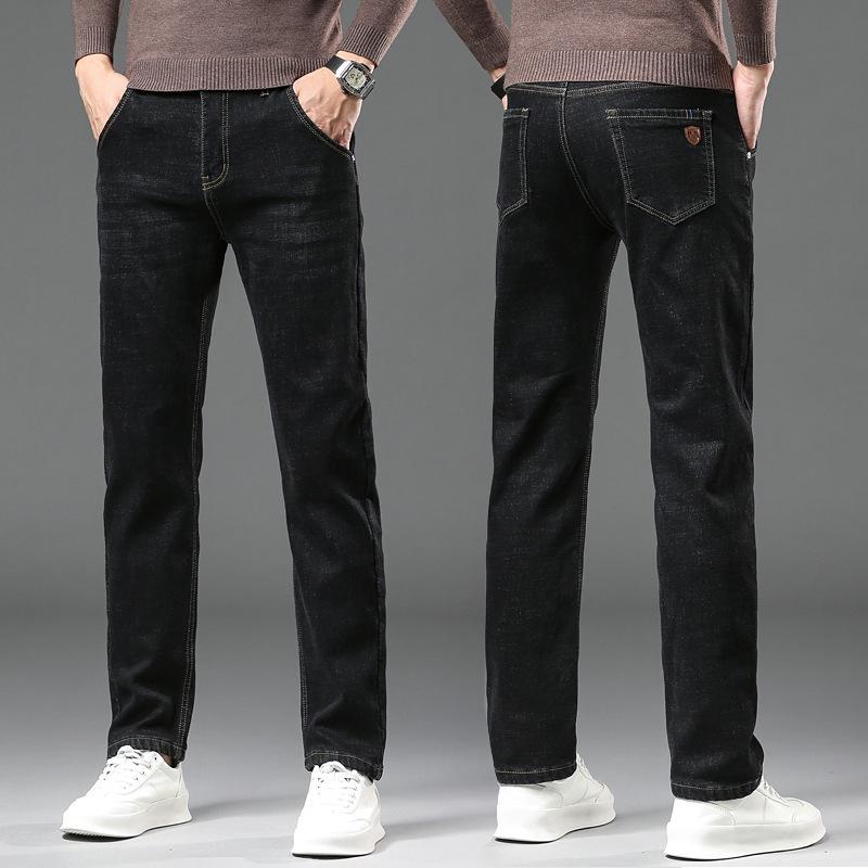 Men's Winter Plus Velvet Thick Warm Elastic Straight Jeans