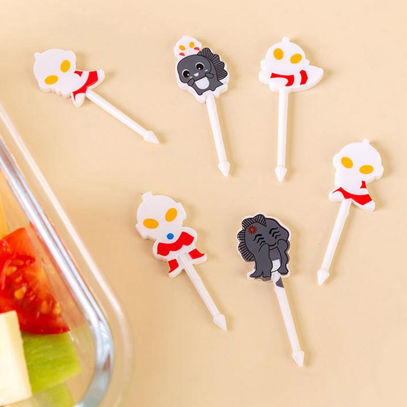 10/6Pcs Creative Cartoon Fruit Fork Plastic Small Fork Sweet Mouth Cake Forks