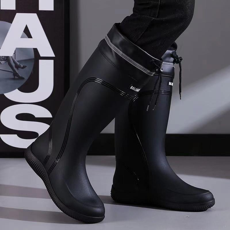 Men's High-quality Boots Men's Rain-proof Waterproof Shoes High Tube Non-slip Closed Rain Boots Bundle Mouth Rubber Fishing Shoe