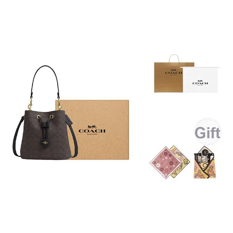 Coach Rowan 21 Logo Faux Leather Tote Shoulder Bag Small Women Bags Brown CBH07-IMXAQ