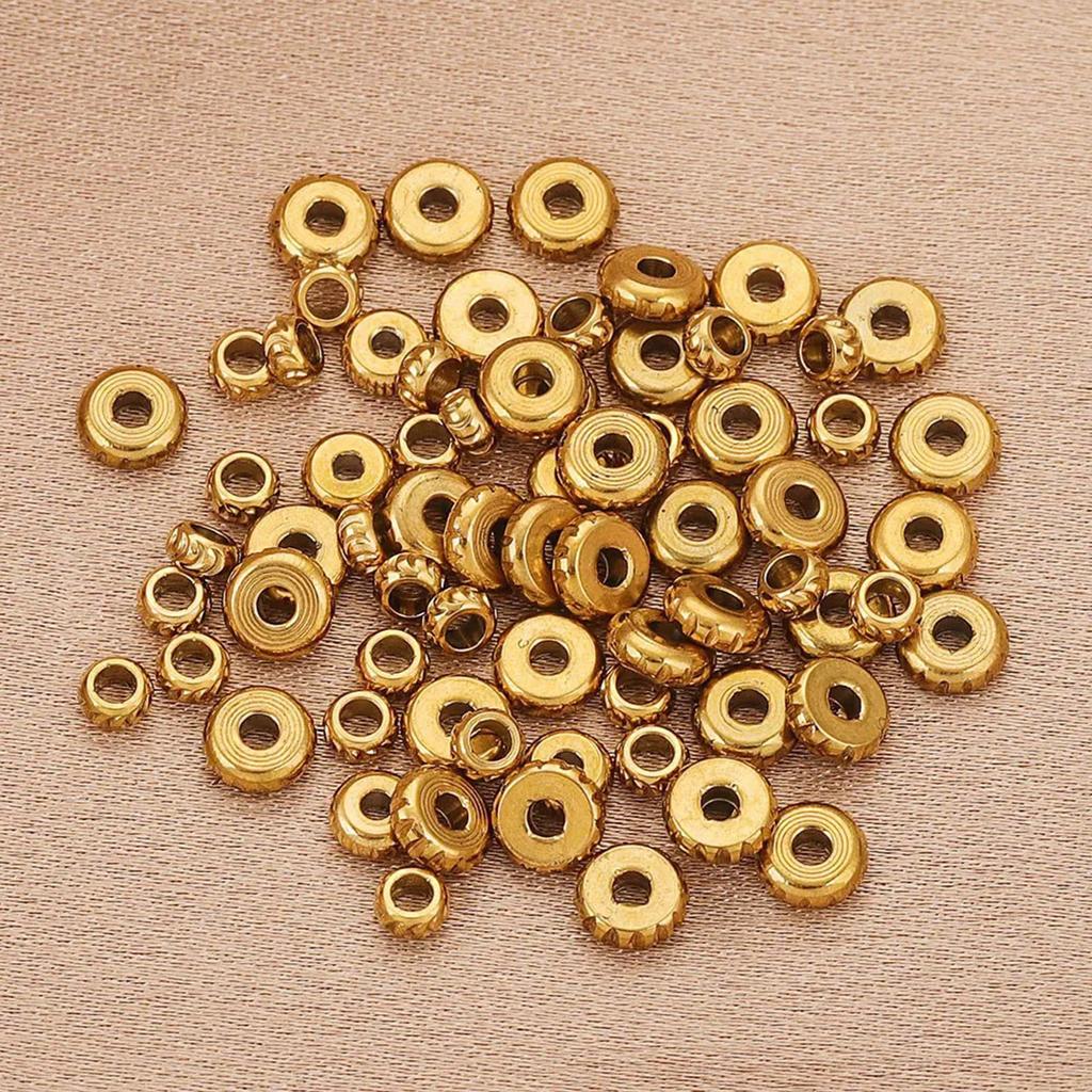 10/20PCS 304 Stainless Steel Beads For DIY Jewelry Making Flat Spacer Beads Round Carved Pattern For Bracelet Diy Jewelry Making
