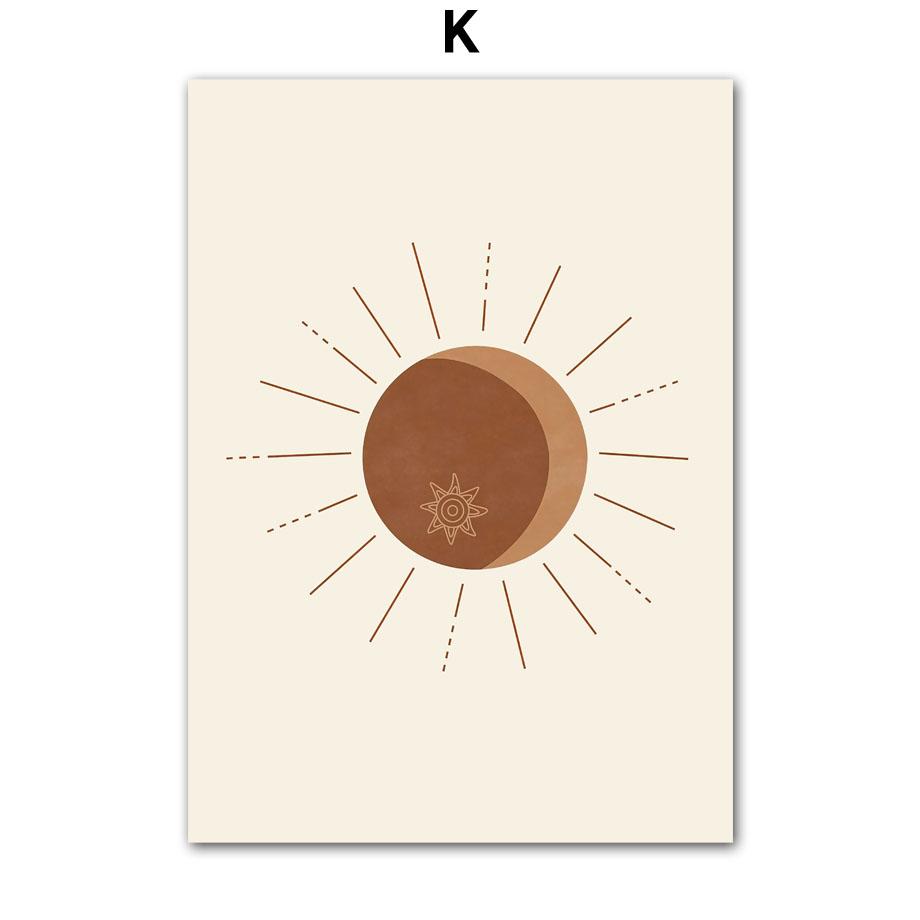 Line Leaves Sun Rainbow Body Abstract Boho Art Canvas Painting Gallery Posters And Prints Wall Pictures For Living Room Decor