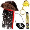 Chapéu de Pirata com Dreadlocks Chapéu de Pirata Caribenho Fantasia de Pirata Caribenho Pirata