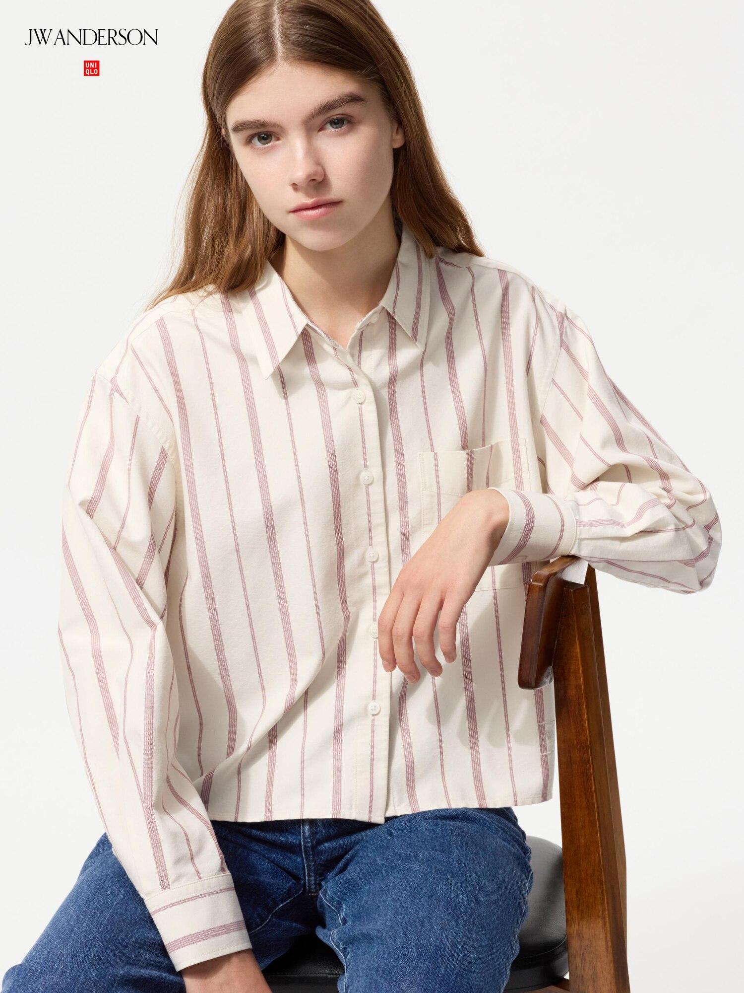 

Uniqlo Оксфордская рубашка бокси с длинным рукавом в полоску 30 NATURAL/WOMEN 3XL