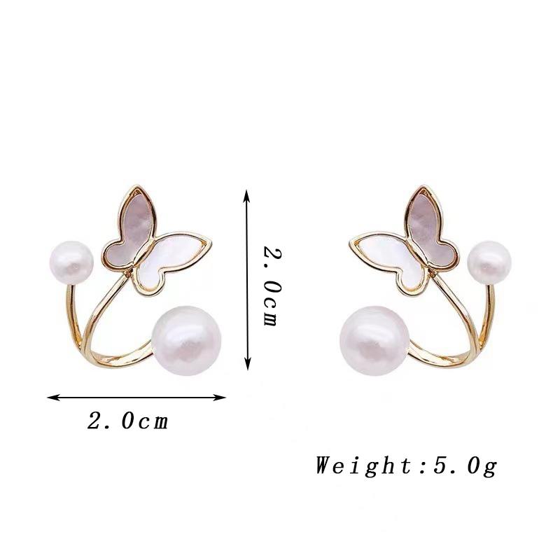 

Korean Fashion Enamel Oil Butterfly Earrings for Women 2 in 1 Imitation Pearl Stud Earrings Exquisite Twist Cute Sweet Zircon