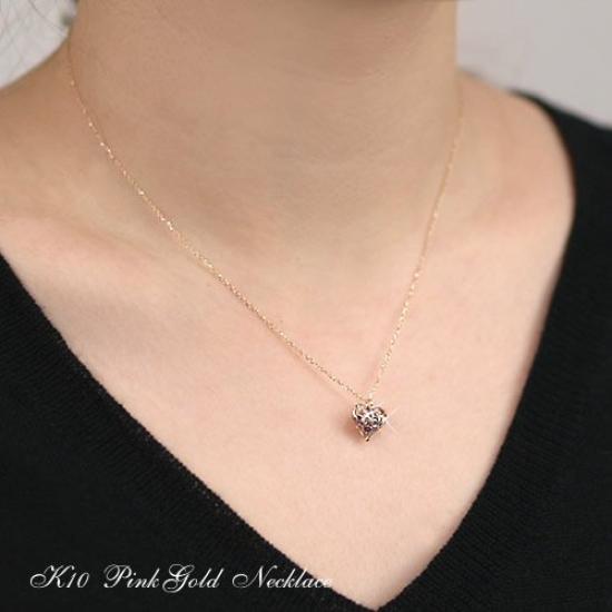 Kleeblatt Amulett Herz 10k Rosa 10k Schutz ab November Sa311 Vierblättrige Halskette, Gold, Gold, Böse, Februar, Mai, Juli, September, Oktober,