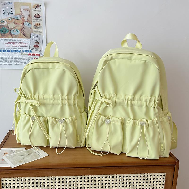 Schoolbag Student Schoolbag Pleated Bag Female Travel Lightweight Cute Bow Schoolbag Junior High School Girls College Student Backpack