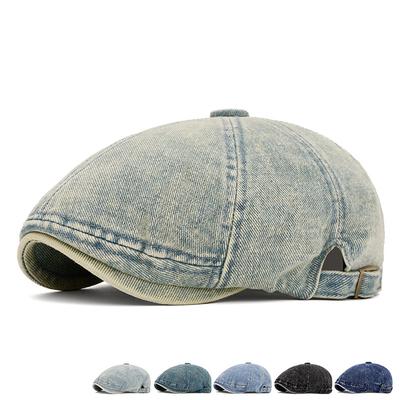 Vintage Denim Beret Autumn Newsboy Cap Men's British Forward Cap