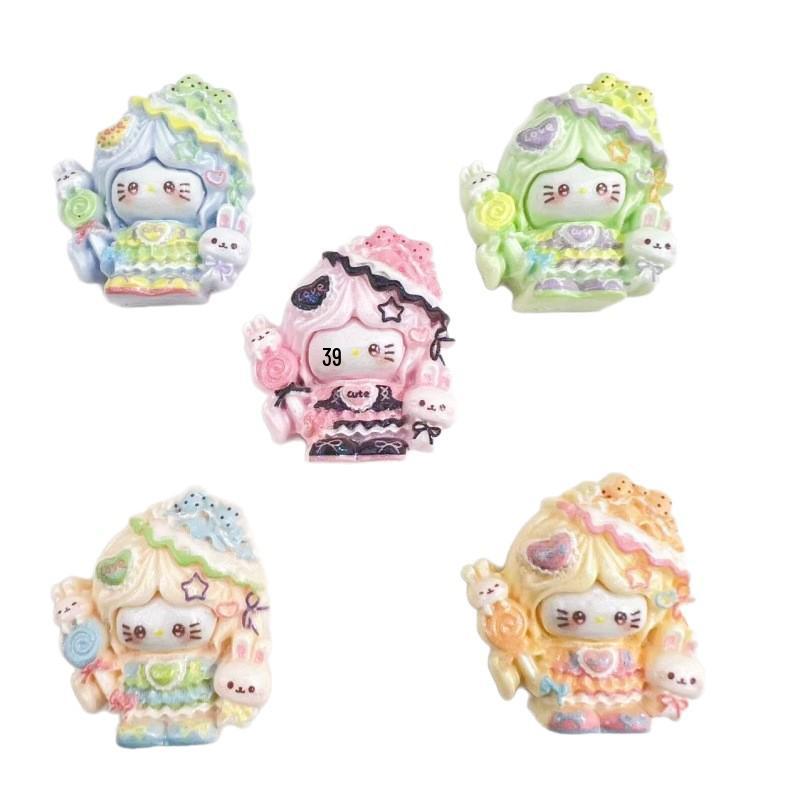 Cartoon Cat Crown Girl Resin Handmade Hair Accessories & Keychain Lanyard Ornaments