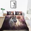 3D Wolf Print Pillowcase and Quilt Cover Full Size Bedroom Home Bedding Set Fashion Home Bedding Gift