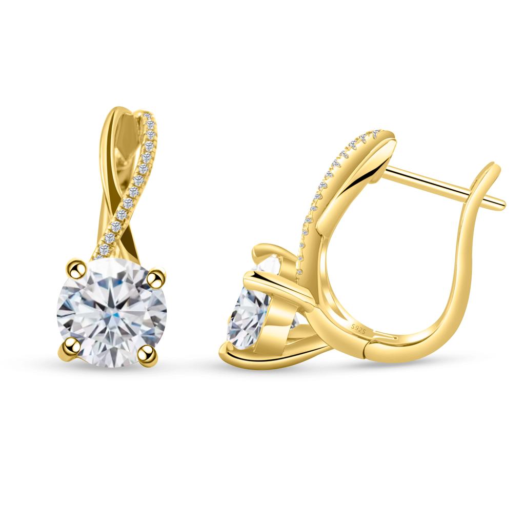 Stunning 4 Carat Gold Moissanite Earrings for Women Luxury Gift Box Passes Diamond Tester Real 925 Silver Dangle Earrings