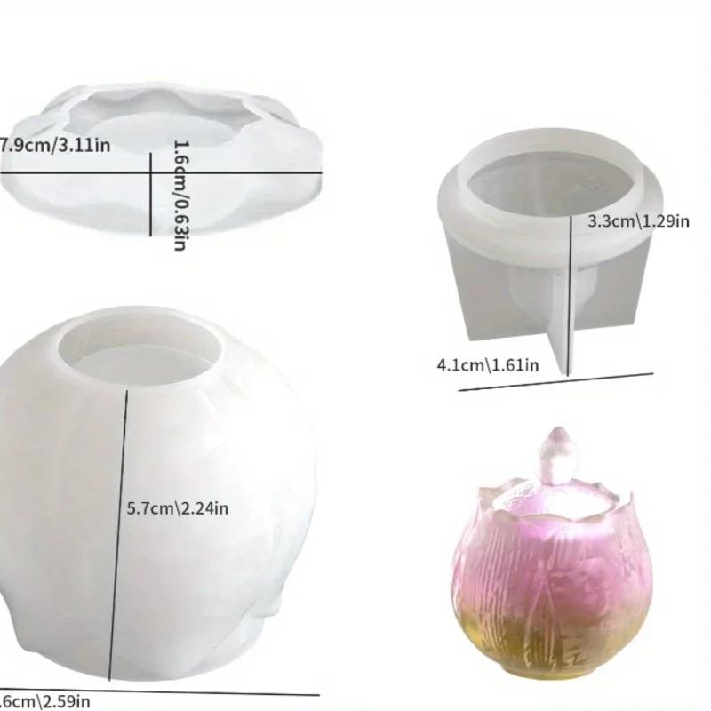 

Colorful Lotus Flower Lamps and Lanterns Storage Jar Silicone Mold Aromatherapy Candle Cups Plaster Flower Pots Diy Drip Moulds