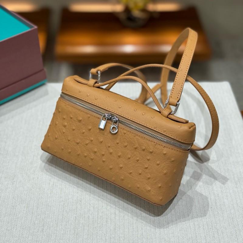 Genuine Leather Ostrich Small Box Bag - Versatile Shoulder Crossbody Handbag