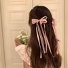 Fermaglio per Capelli con Nappa e Fiocco in Perline e Nastro Francese per Bambine – Doppia Pinza Intrecciata Stile Balletto