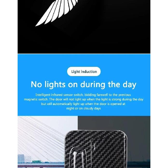 Car Welcome Light Car Door Light Sensing Angel Wing Car Projector Atmosphere Decoration Modified Car Door Welcome Light Neon Lights 4