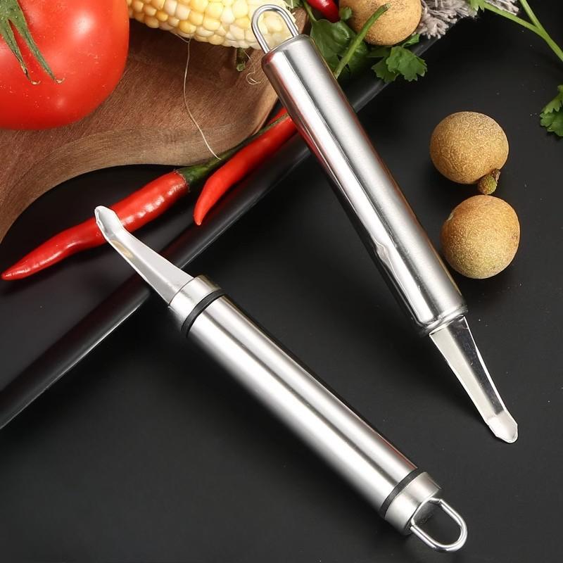 Stainless Steel Longan Pit Remover, Large Shrimp Back Knife, Shrimp Brain Digging Tool, Meat and Heart Peeling Machine