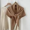 100% Pure Wool Women's Triangle Shawl: Knitted Scarf, Solid Color, High-End and Versatile Neck Warmer