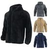 Men's Winter Velvet Fleece Zipper Jacket Casual Soft Skin Solid Warmth Streetwear Trendy Baggy Hooded Jacket Coats for Men
