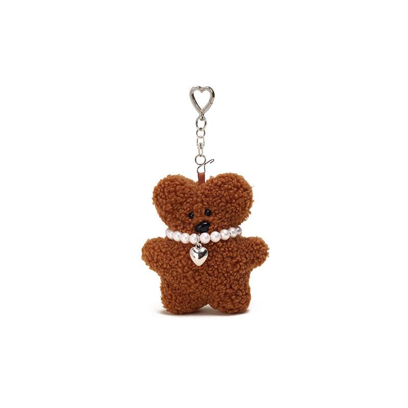 Bear Teddy Jinnew Plush Pendant Pearl Necklace Heart Shaped Design For Bag Decor