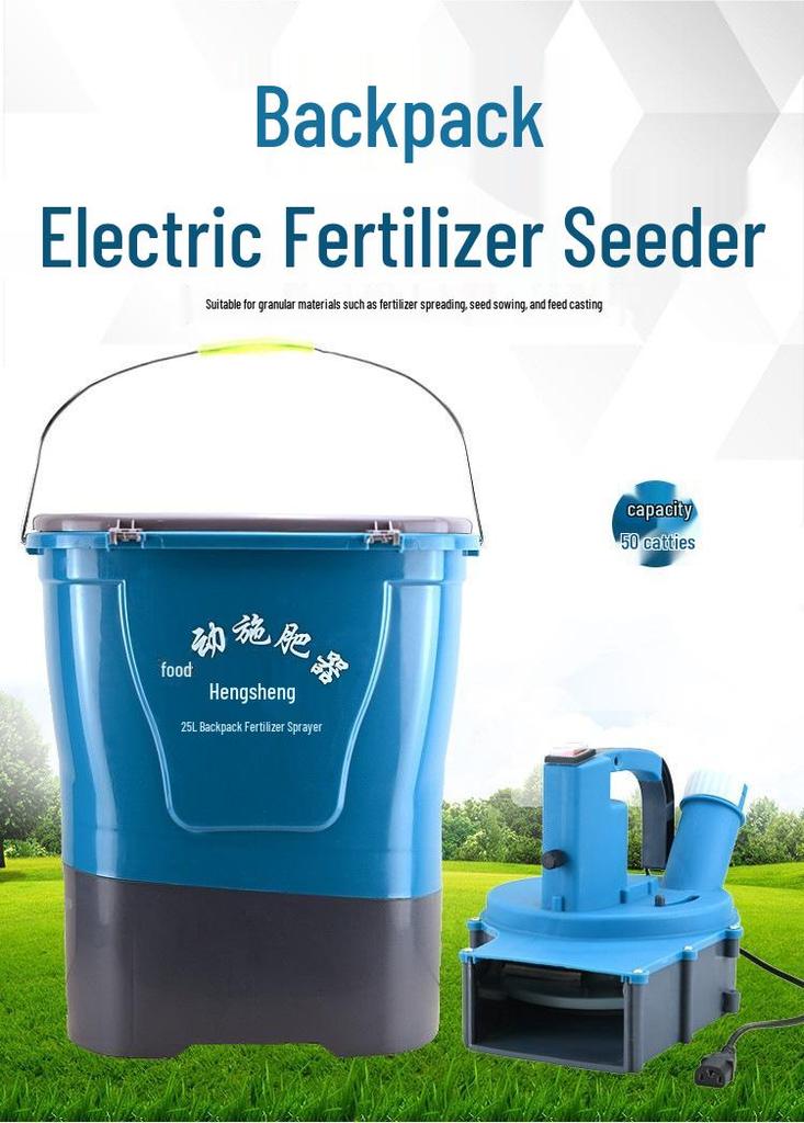 Lithium Battery Powered Multifunctional Backpack Fertilizer Spreader and Automatic Seeder
