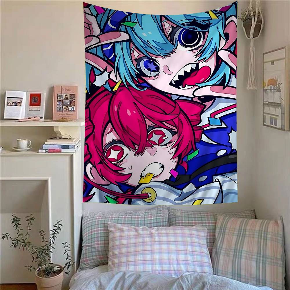 Kawaii Anime Girl Tapestry Chibi Characters Manga Print Wall Hanging Ideal for Bedroom Decor Anime Y2K Aesthetic Fans