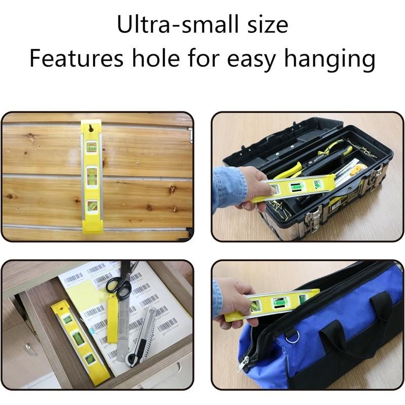 9 Inch Magnetic Box Level Torpedo Level,3 Different Bubbles/45°/90°/180°Measuring Shock Resistant Torpedo Level