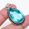 Natürlicher Schweizer Blautopas Edelstein 925er Sterlingsilber Schmuck Anhänger 1,65" AP-16047