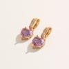 1 Pair Fashion Purple Heart Shape Artificial Crystal Dangle Earrings for Women Zirconia Earring Jewelry Wedding Party Accessories