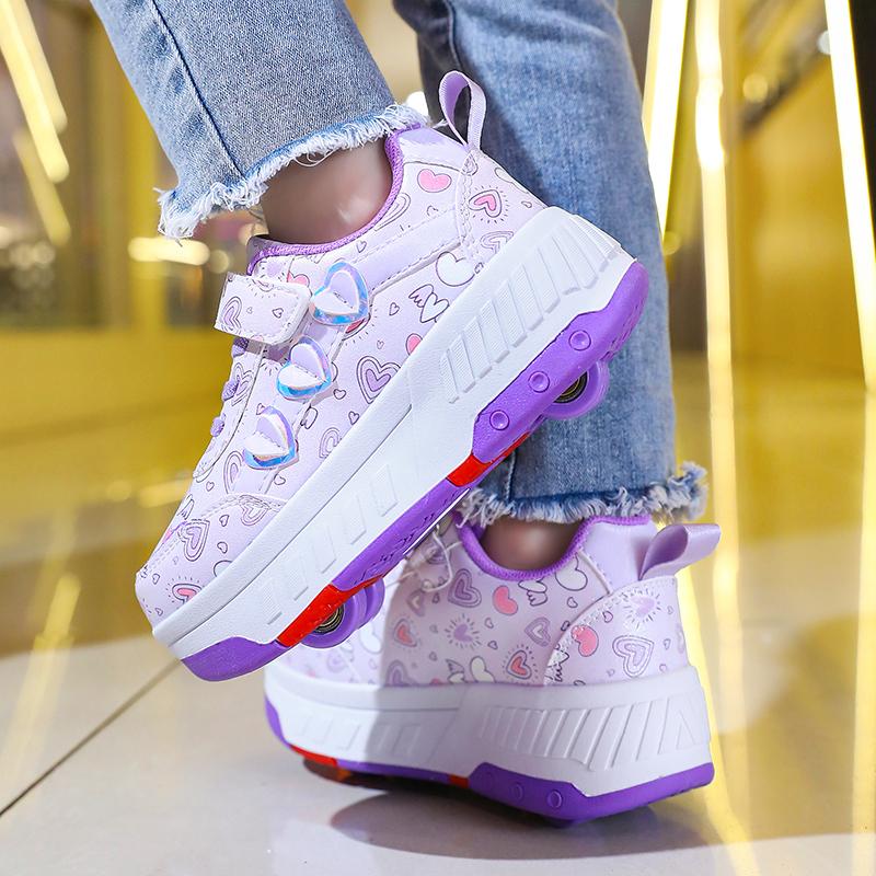 TUINANLE ბავშვთა როლიკები მოდური გარე სპორტული ფეხსაცმელი ახალი LED განათებიანი ფეხსაცმელი საყვარელი საბავშვო კედები გოგონასთვის