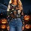 Women's Fashion Casual Long Sleeve Halloween Print Crewneck Top