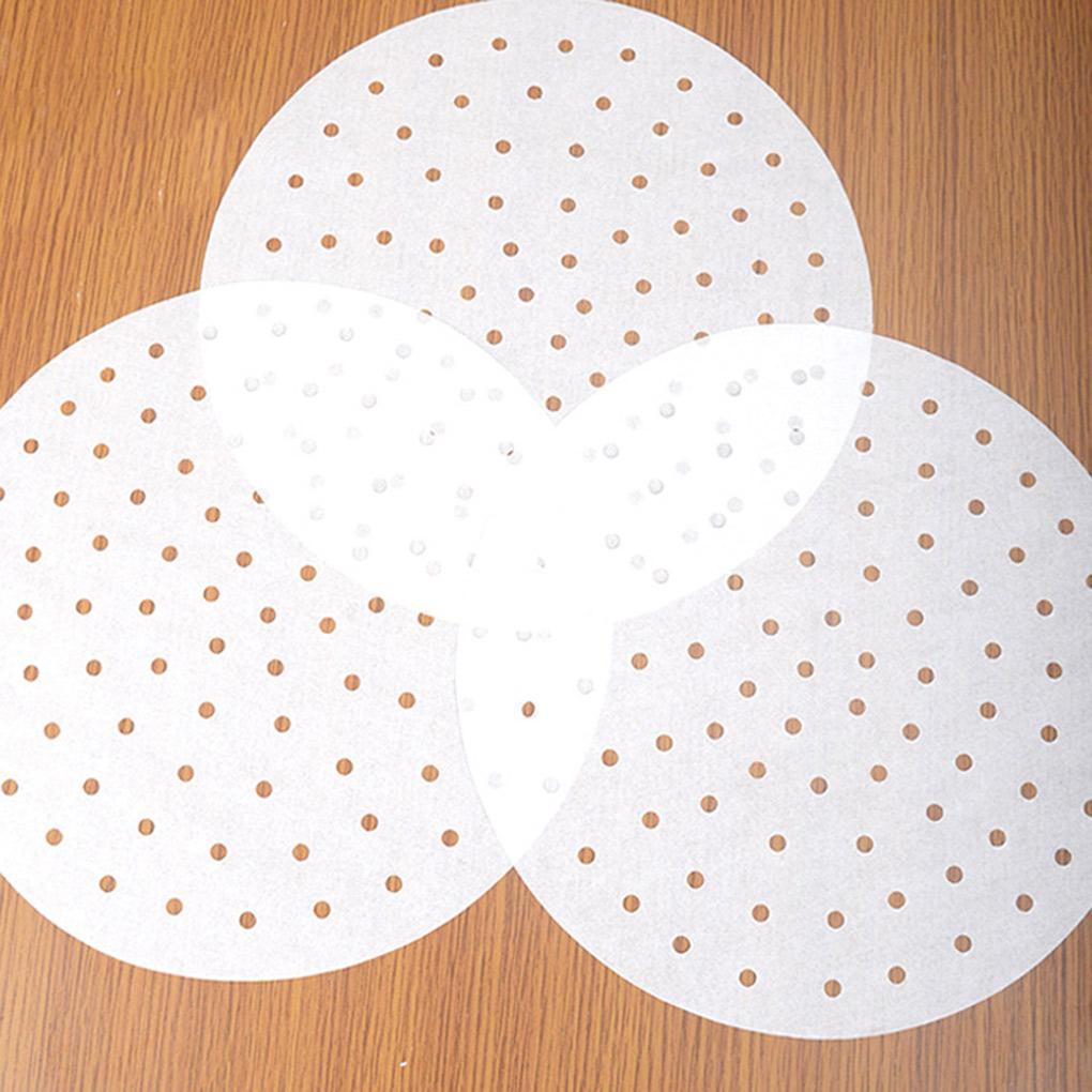 100pcs Bamboo Steamer Liner Perforated Air Fryer Parchment Paper