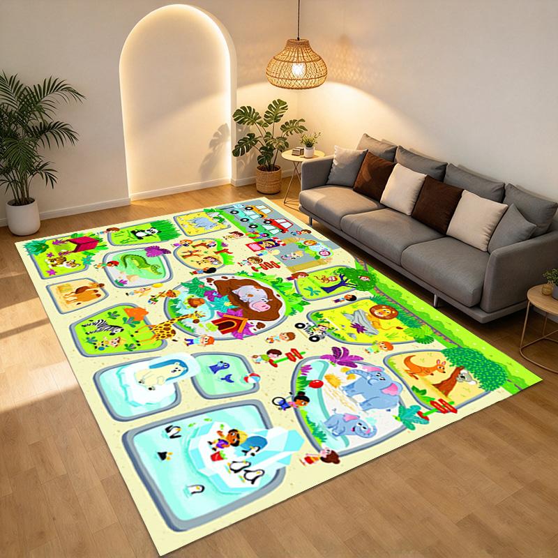 Zoo Map Living Room Nonslip Area Rug Soft Carpet For Bedroom Game Playroom Sofa Office Home Decor Doormat Christmas Gift C926431