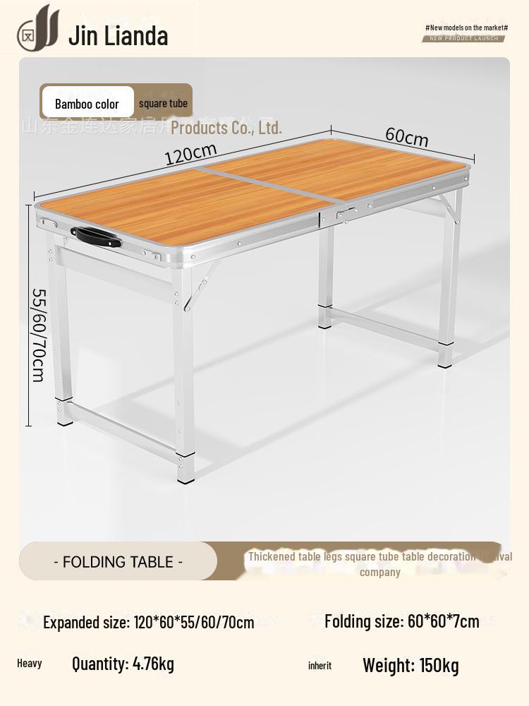 Přenosný multifunkční hliníkový skládací stůl pro stolování a venkovní použití