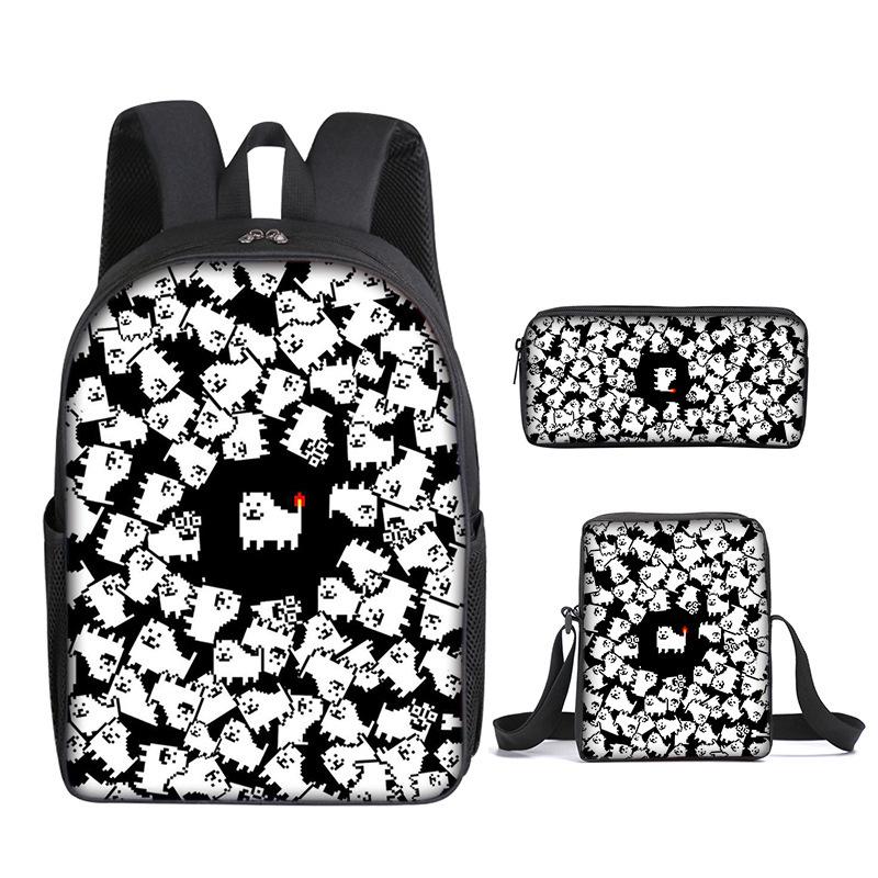 The Battle Cats Rucksack Dreiteiliges Set für Kindergartenkinder, Rucksack mit großem Fassungsvermögen, Umhängetasche, Federmäppchen