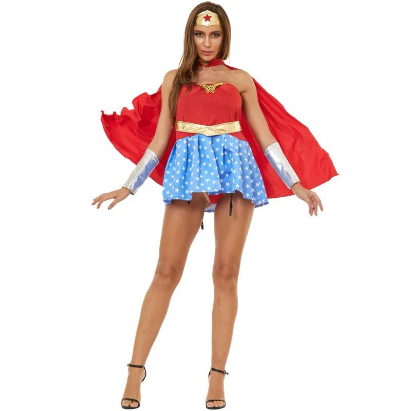 Halloween Sexy Wonder Kostuum Superheld Vrouwen Supergirl Vrijgezellenfeest Fantasia Cosplay Fancy Dress Cosplay Kostuum