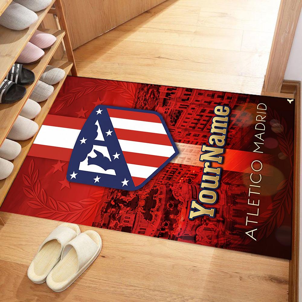 Atletico Madrid Customize Text Carpet Perfect for Outdoor Hallway Game Room Dormitory Anti-slip Rug Decorate Offices