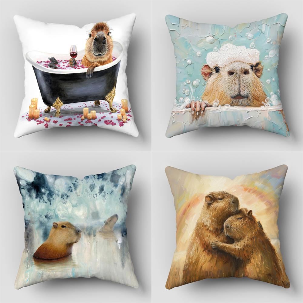 1Pc Capybara Animals Pillow Case For Home Decorative Pillows Cover Invisible Zippered Throw Pillowcases 8.23