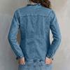 Giacca di jeans casual da donna con manica lunga e chiusura a bottoni