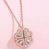 Four Leaf Clover Necklace Silver Open Convertible Small Heart Pendant Necklace Jewelry Rose Gold