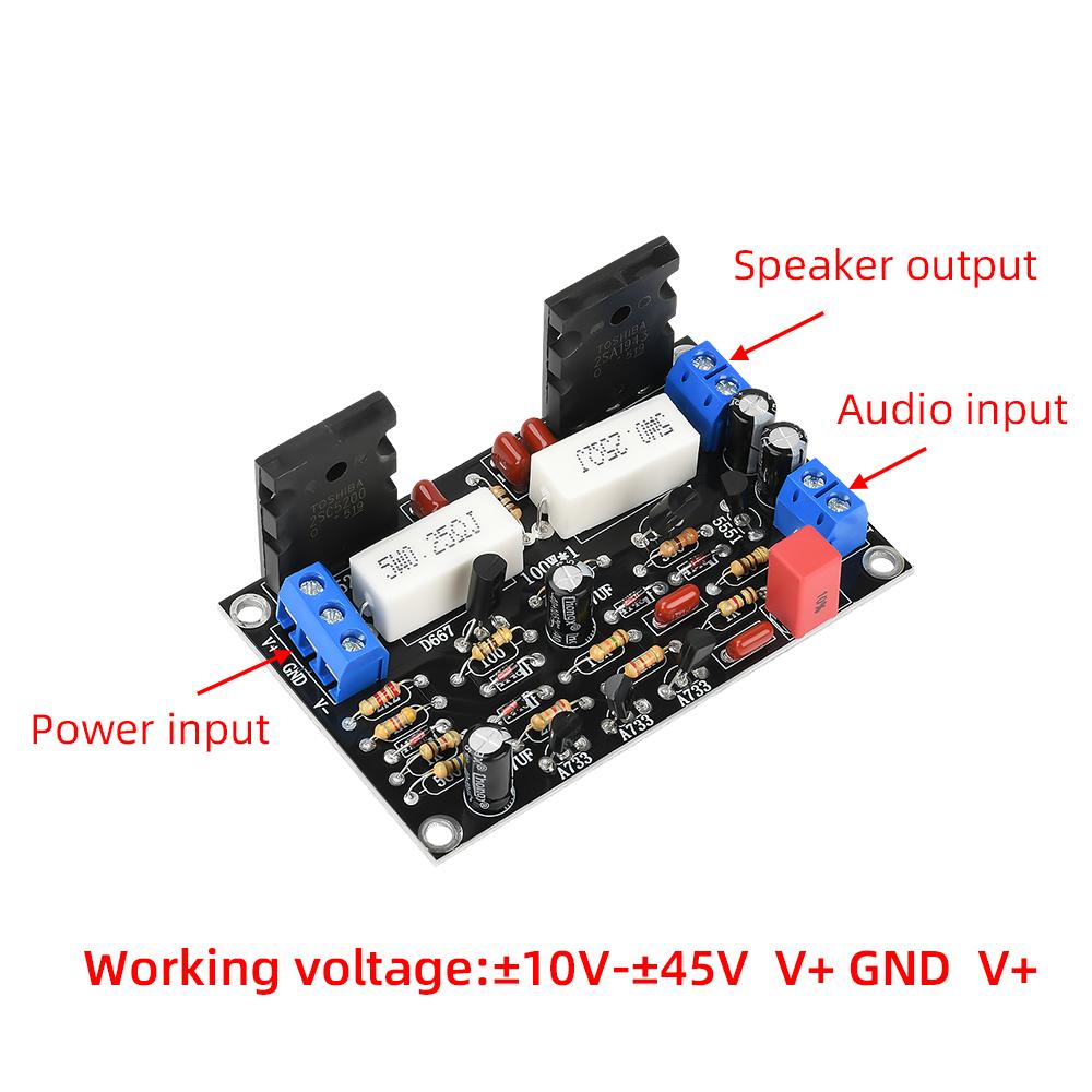 100W 2SC5200+2SA1943 Mono High Power Post Stage Amplifier Board DC 10V-45V HIFI Audio Amplifier Module