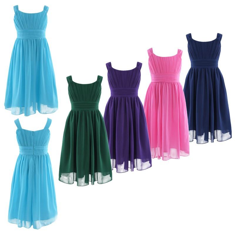 

Children Girls Sleeveless Pleated Princess Flower Girl Dress for Pageant Wedding Bridesmaid Birthday Party 14-16 Years зелений