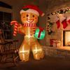 2,4M Weihnachtlicher aufblasbarer Lebkuchenmann mit Geschenkpaket Eingebaute LED-Lichter Weihnachten aufblasbarer Lebkuchenmann