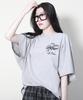 Deumakeu Medium Fit French Sleeve Chest Flower Short Sleeve T-Shirt Gray