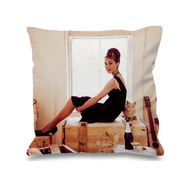 Audrey Hepburn Kissen Stuhlkissen Heim und Dekoration Doppelbettwäsche Kissenbezug Dekor 40x40 Kissenbezüge Dekorative Hülle