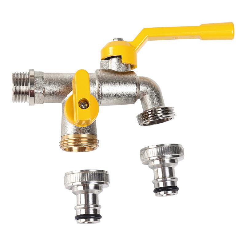 §1 Set 1/2'' 3/4'' IBC Water Tank Connector Garden Hose Tap Faucet Adapter With 2 Outlets Irrigation Joint Replacement Fitting