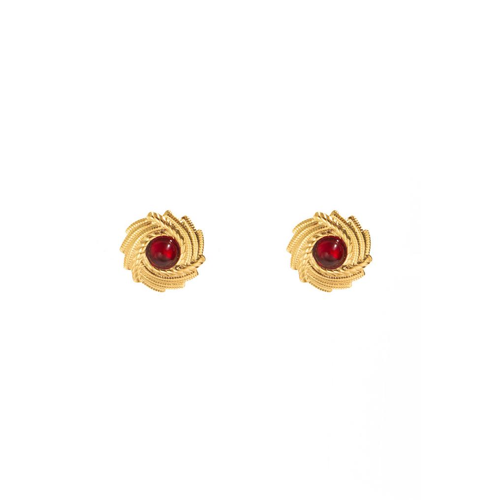 Design Sense Retro Vortex Sunflower Stud Earrings Niche Fashion Exquisite Elegant Earrings Women